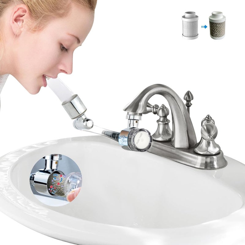 Pure Take Water Filter for Bathroom Sink 1080 Rotating Swivel Faucet Extender Water Purifier for Sink Remove Chlorine, Taste,Odor More Than 99% Relieve Dry, Rough&Itchy Senstive Skin - Image 1